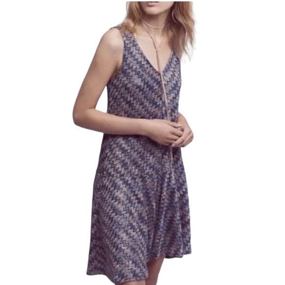 Anthropologie Maeve Westwater Chevron Knit Dress Size XS Boho Bohemian - Picture 1 of 10